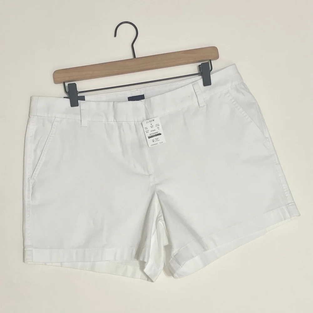 NWT!!‎ J. CREW Factory 5" Classic Chino Shorts Solid White Pockets Preppy 12 - Picture 3 of 15
